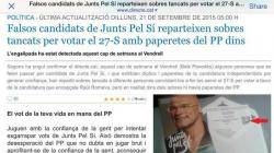 Més guerra bruta:  paperetes del PP dins de sobres de Junts Pel Sí repartits en sobres tancats