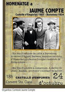 Homenatge a Jaume Compte el proper 24 d'octubre a Castelló d'Empúries