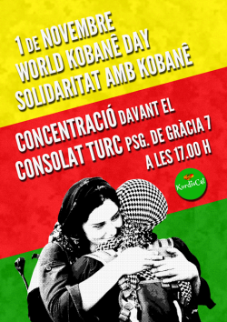 Concentració dvant el consulat turc a Barcelona en solidaritat amb Kobanê