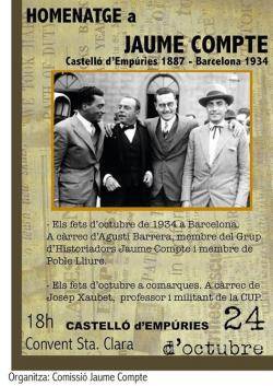 Homenatge a Jaume Compte el proper 24 d'octubre a Castelló d'Empúries