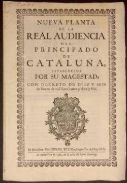 1716- Publicació del Decret de Nova Planta del Principat de Catalunya (imatge: viquipèdia)