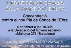 Concentració a Barcelona per demanar la derogació del nou Pla de Conca de l'Ebre