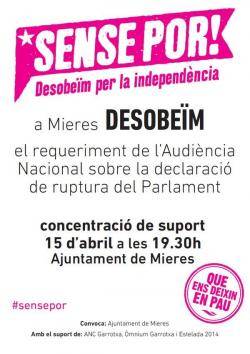 "A Mieres desobeïm el requeriment de l'Audiència Nacional sobre la declaració de ruptura del Parlament"