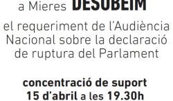 "A Mieres desobeïm el requeriment de l'Audiència Nacional sobre la declaració de ruptura del Parlament"