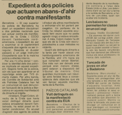 1986 - Manifestacions i enfrontaments a Barcelona en protesta per l'agressió dels EUA a Líbia (Imatge: Diari Avui 17-04-1986)