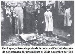 Restes de l'assat dels militars espanuols a la revista el Cu-Cut!