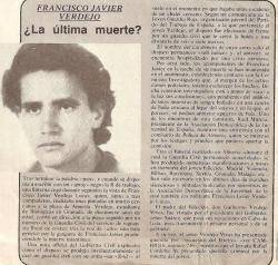 1976 La Guàrdia Civil assassina a trets l'estudiant Francisco Javier Verdejo