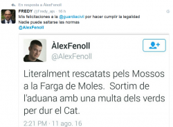 L'skin expresidiari Alfredo Juez Solà ha felicitat la Guardia Civil per la seva persecució de la llengua catalana. (Imatge: twitter Alfredo Juez)