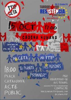 Cadena Humana a Barcelona en contra del contra el TTIP i el CETA