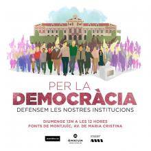 A punt per la mobilització "Per la democràcia" a les Fonts de Montjuïc