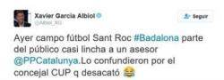 El tuit de Xavier Garcia Albiol. Foto: Mèdia.cat