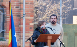 Carme Forcadell i Dani Cornellà (Alcalde de Celrà, CUP) han lloat l'obra i lluita de Maria Mercè Marçal (Imatge: Llibertat.cat) 