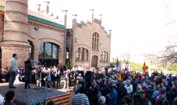 Carme Forcadell i Dani Cornellà (Alcalde de Celrà, CUP) han lloat l'obra i lluita de Maria Mercè Marçal (Imatge: Llibertat.cat)