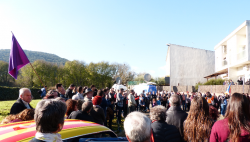 Carme Forcadell i Dani Cornellà (Alcalde de Celrà, CUP) han lloat l'obra i lluita de Maria Mercè Marçal (Imatge: Llibertat.cat)