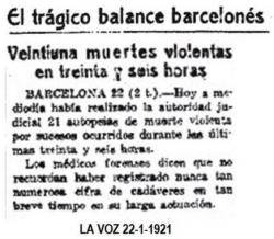 Gener 1921. El mes de les lleis de fugues del pistolerisme barceloní