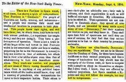 New York Times sobre Catalunya el 1854: "Aquest poble coneix els seus drets i els tindrà"