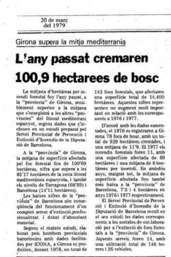 Notícia sobre els incendis forestals de 1979, un precedent dels anys negres posteriors