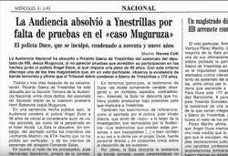 1993 L'Audiència Nacional espanyola absol Ynestrillas, assassí del diputat Josu Muguruza