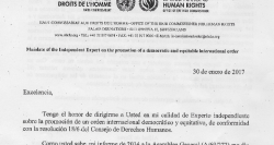 Carta de l'expert indepenent de l'ONU. Foto: Mèdia.cat