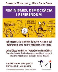 "Diàlegs feministes sobre referèndum i república" a ca la Dona de Barcelona