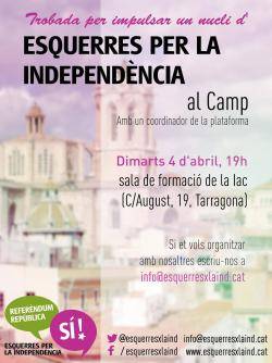 Esquerres per la Independència organitza una trobada oberta per impulsar un nucli al Camp