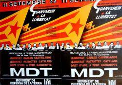 Cartell de l'Onze de Setembre de 1988 on surt la imatge de Ton Ribas i altres presos independentistes.