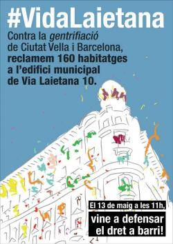 Concentració a Via Laietana de Barcelona per reclamar habitatge públic de lloguer i comerç protegit