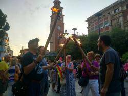 Homenatge a Ton Ribas en l'arribada de la Flama del Canigó a l'Hospitalet