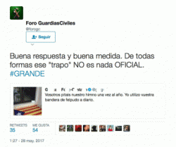 Tuit catalanòfob de la Guàrdia Civil. Foto: Mèdia.cat