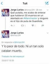 Drets ja ha denunciat a la Fiscalia el tuitaire catalanòfob per l?atemptat de Manchester