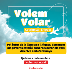 Reclamen que es recuperin els vols entre Catalunya i l?Alguer per a garantir el futur del català a la ciutat sarda