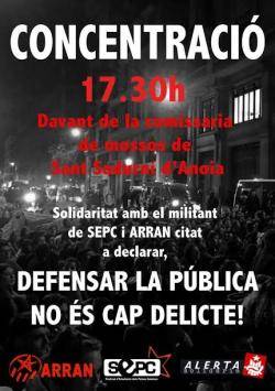 Dos militants de SEPC detinguts a Mataró acusats de delictes de desobediència, atemptat a l'autoritat, desordres públics i manifestació il·lícita