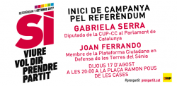 Gabriela Serra  i Joan Ferrando inicien la campanya pel Sí a Alcanar