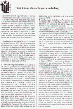 1995 Terra Lliure III assemblea anuncia la seva dissolució a través d'un comunicat