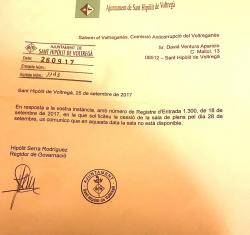 L'ajuntament de Sant Hipòlit de Voltregà impedeix fer un acte sobre el referèndum