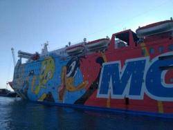 Un dels vaixells fletats pel Ministerio del Interior per allotjar els policies al Port de Barcelona