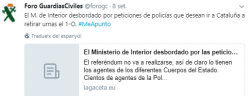El Ministeri d'Interior espanyol "desbordat" per les peticions de policies que volen anar a Catalunya per retirar urnes l'1 d'octubre