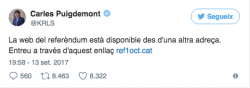 La Generalitat reobre la web del referèdum pocs minuts després que el jutge va forçar el seu tancament