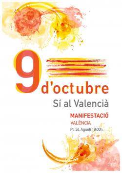 La Comissió 9 d'Octubre convoca la manifestació de la Diada amb un "Sí al valencià"