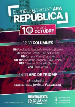 Concentració d'estudiants a l'Arc de Triomf de Barcelona en defensa dels resultats del referèndum
