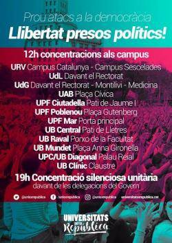Universitats per la República convoca concentracions als campus universitaris per l'alliberament de Jordi Cuixart i Jordi Sánchez