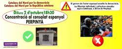 Concentració a Perpinyà davant del consulat espanyol  per rebutjar l'actuació policial a Catalunya Sud