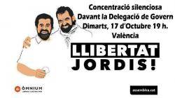 Concentració silenciosa a València per l'alliberament de Jordi Sànchez i Jordi Cuixart