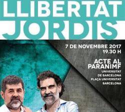 "Llibertat Jordis! Llibertat presos polítics"  al Paranimf de la UB