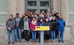 La CUP-Crida Constituent presenta la llista electoral per Girona davant del Col·legi Verd