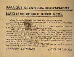 1939- Milers de fulls volants franquistes amenacen els catalans durant lofensiva de conquesta de Catalunya