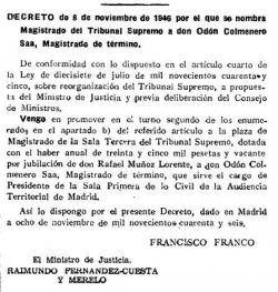 L'avi de Miguel Colmenero (Odón Colmenero), ponent de l'acte d'ahir contra Oriol Junqueras, ja era magistrat del Tribunal Suprem