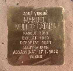 Llamborda en record del sabadellenc Manuel Mullor Català, deportat al camp d'extermini de #Gusen. Ara, una #stolpersteine el recorda al pg. de Manresa.