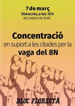 Concentració de suport amb els 16 veïns de La Floresta citats a declarar al jutjat de Rubí pel 8N
