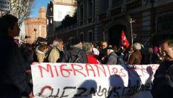 La CUP Perpinyà a la manifestació a Perpinyà per la diada internacional dels migrants (16D2017)